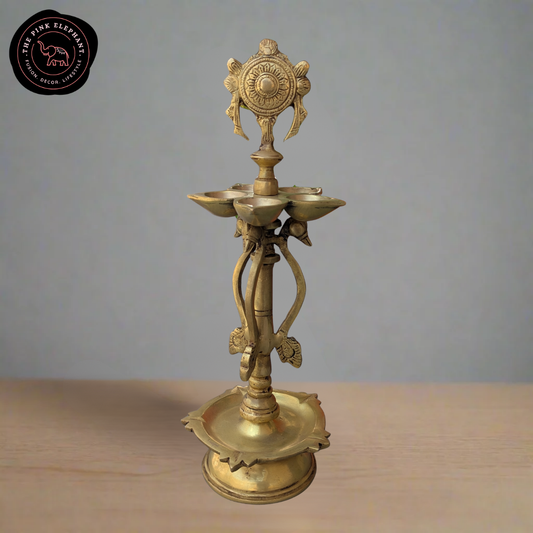 Heavy Brass Shank Chakra Diya Lamp