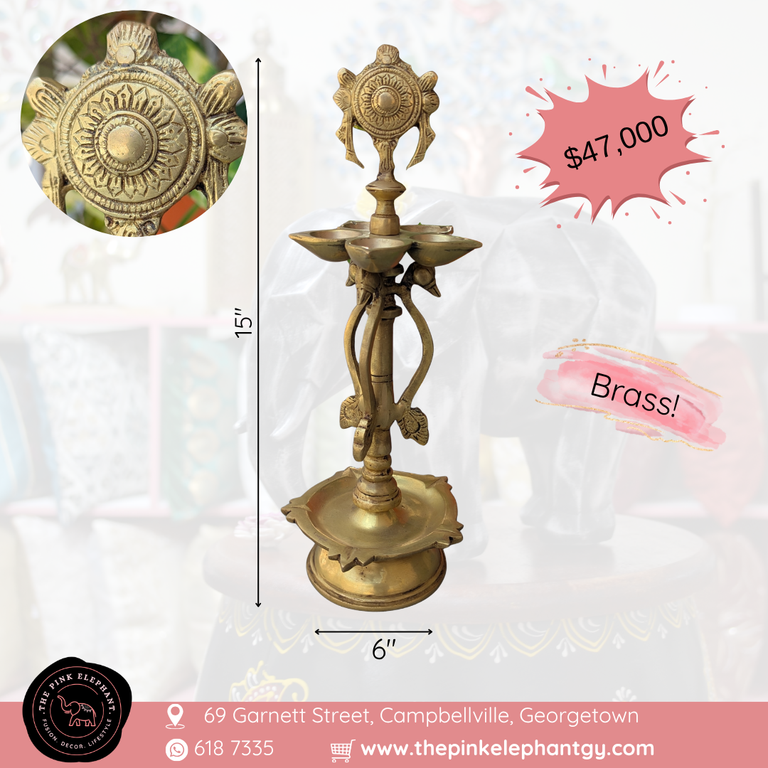 Heavy Brass Shank Chakra Diya Lamp