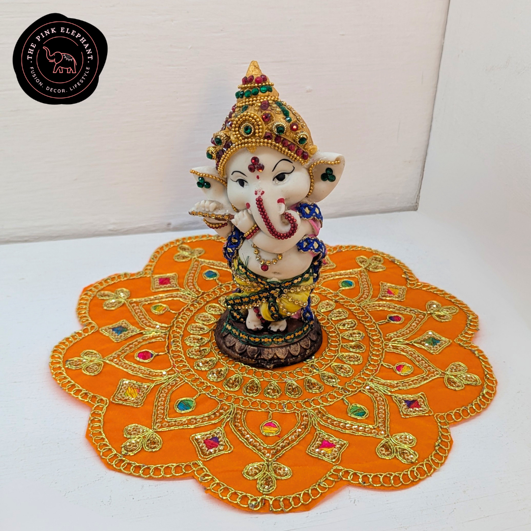 Round Multicolour Swastika Puja Cloth-10"