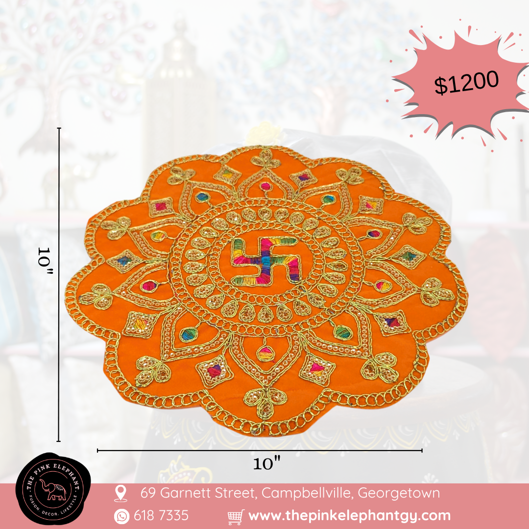 Round Multicolour Swastika Puja Cloth-10"