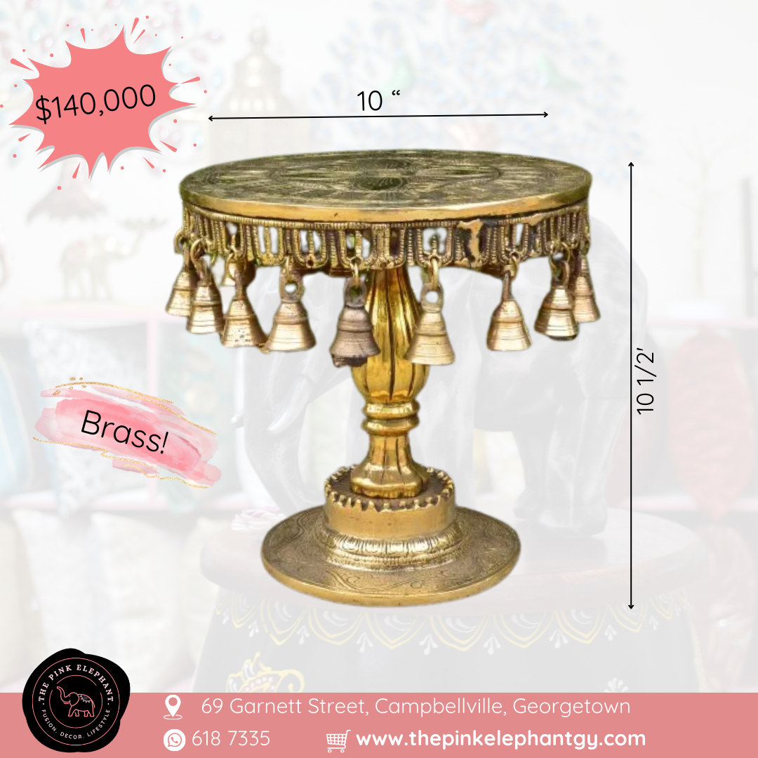 Short Brass Pedestal Stool