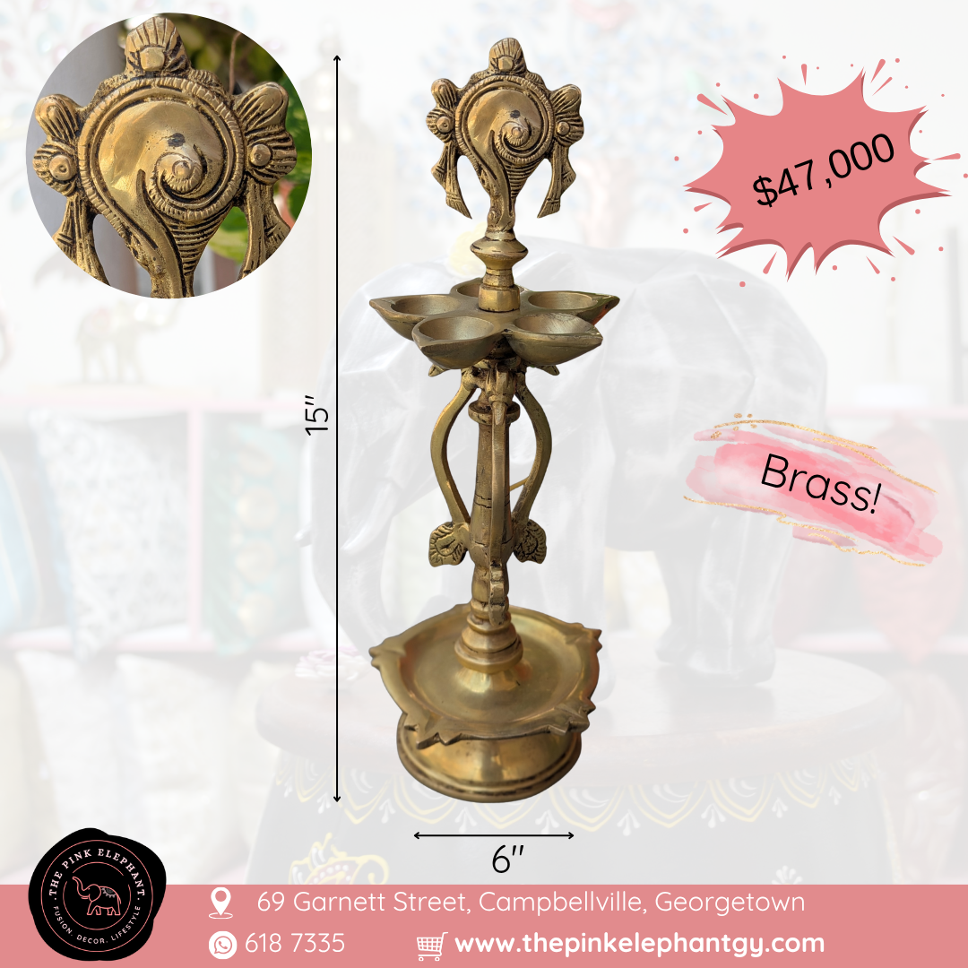 Heavy Brass Shank Chakra Diya Lamp