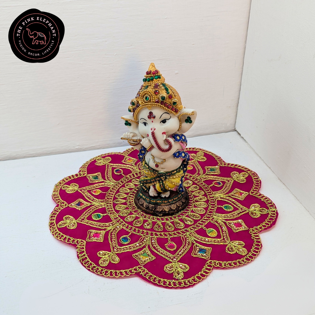 Round Multicolour Swastika Puja Cloth-10"