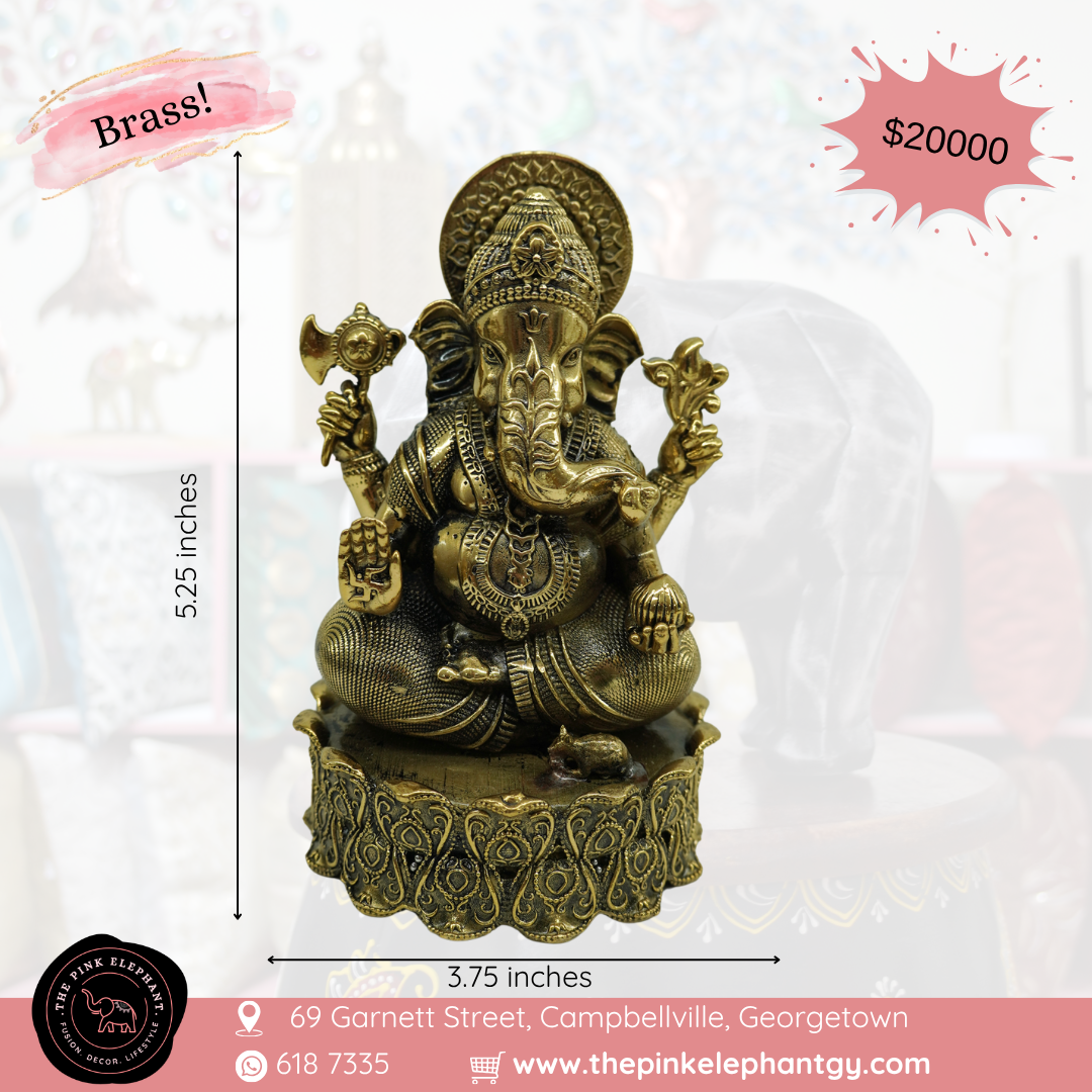 Brass Laxmi Ganesh Statue Pair Curly Bottom