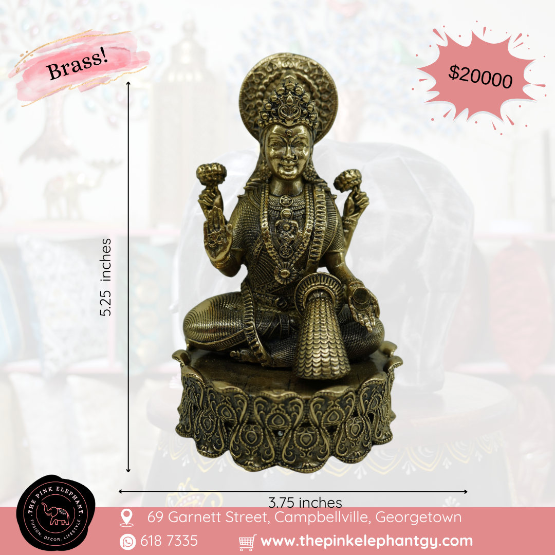 Brass Laxmi Ganesh Statue Pair Curly Bottom