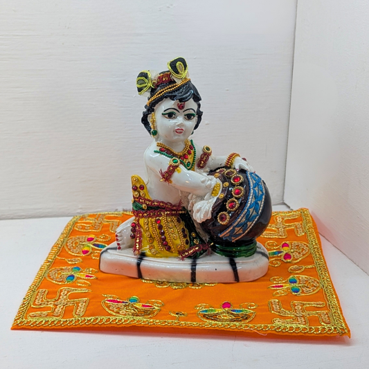 Square Orange Swastika Puja Cloth-9.5"