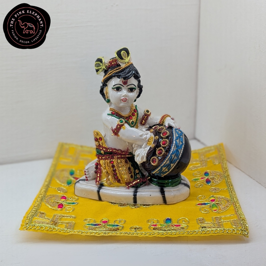 Square Yellow Swastika Puja Cloth-9.5"