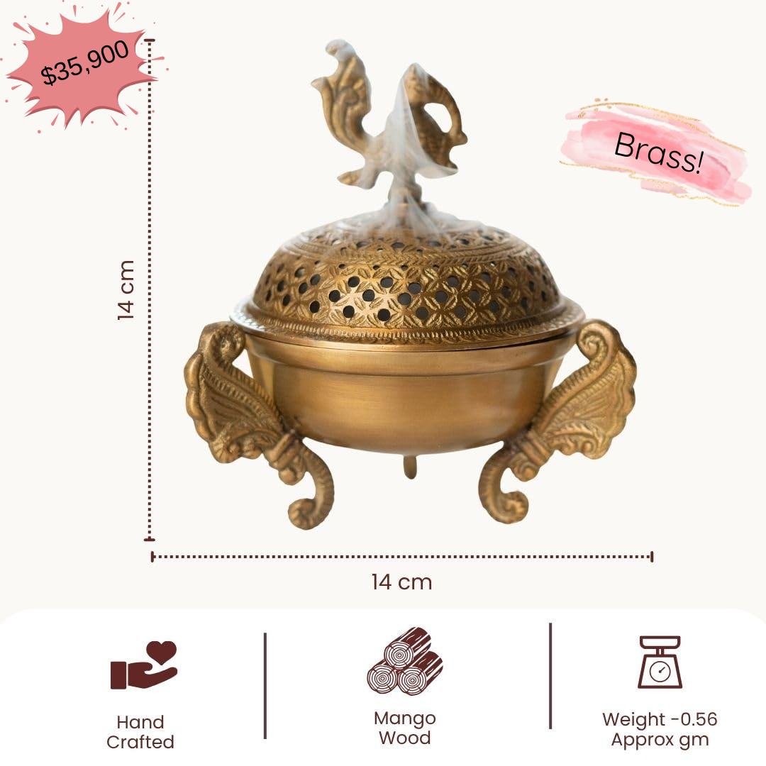Decorative Brass Peacock Incense Diffuser
