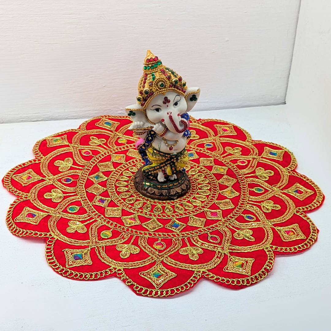 Large Round Swastika Puja Cloth-13.5"