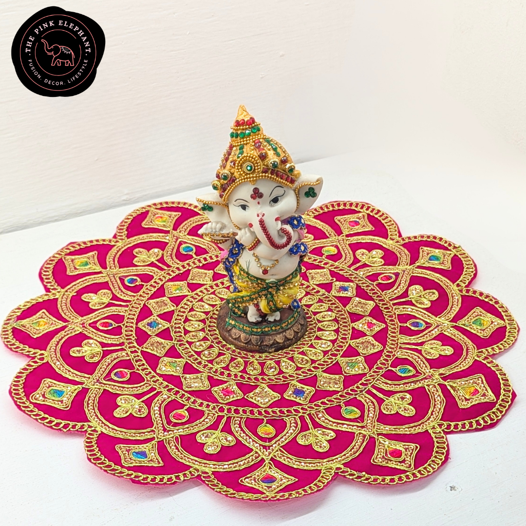 Large Round Swastika Puja Cloth-13.5"