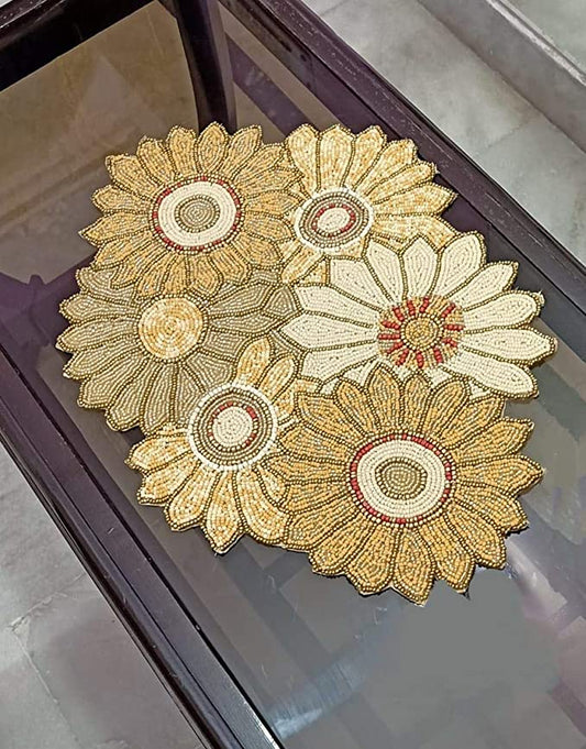 Floral Beaded Centerpiece Mat