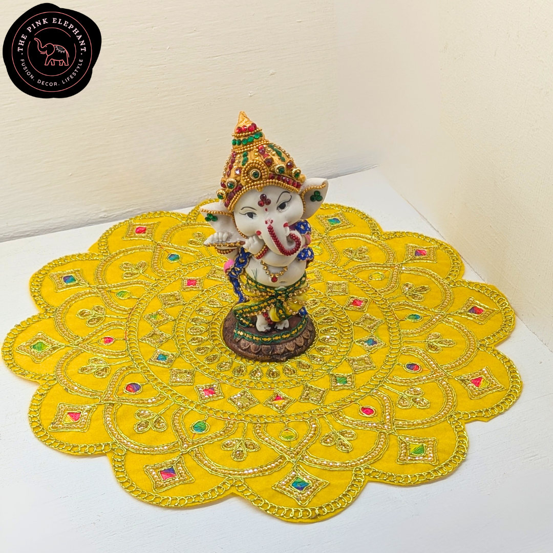 Large Round Swastika Puja Cloth-13.5"