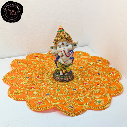 Large Round Swastika Puja Cloth-13.5"