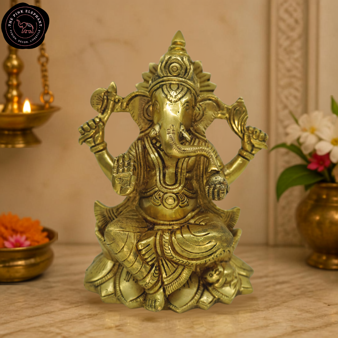 Brass Laxmi Ganesh Statue Pair/Single Gold Finish