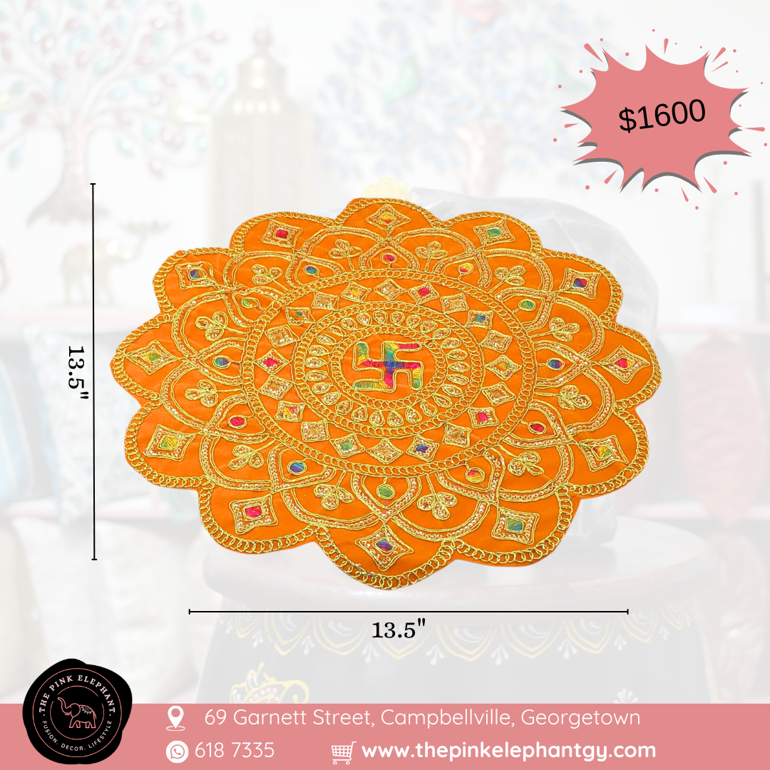 Large Round Swastika Puja Cloth-13.5"