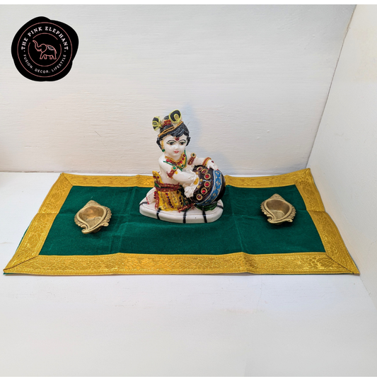 Green Velvet Aasan Cloths-20"x10"