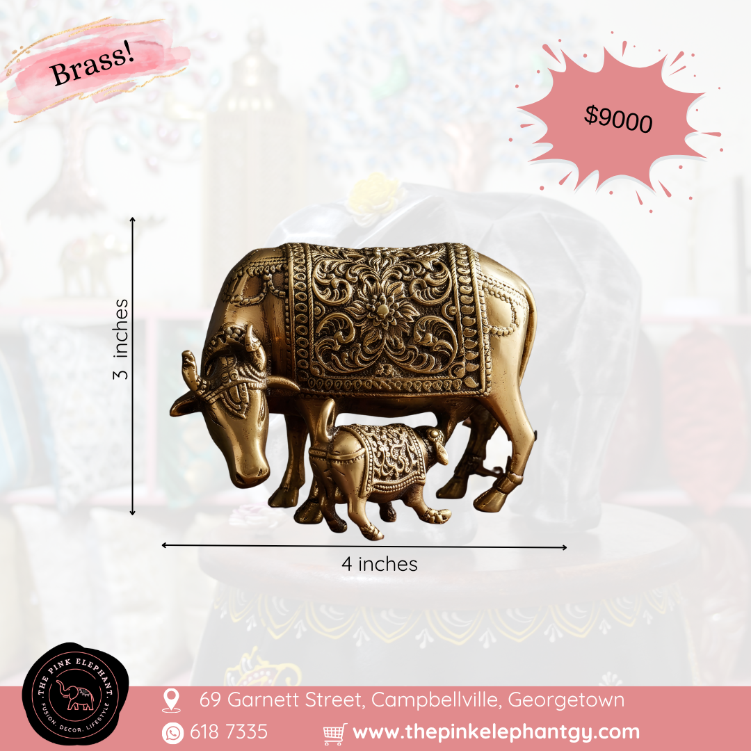 Brass Kamdhenu Cow Statue with Calf