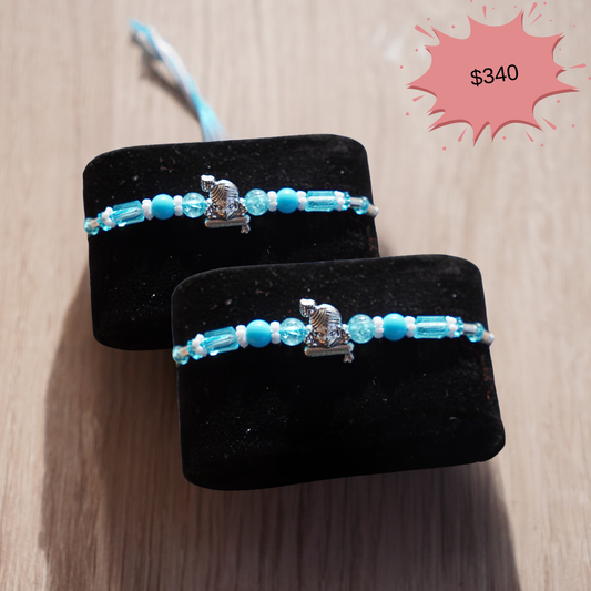 Silver Krishna Blue Threads Rakhi 842
