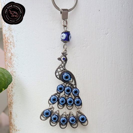 Peacock Evil Eye Keychain