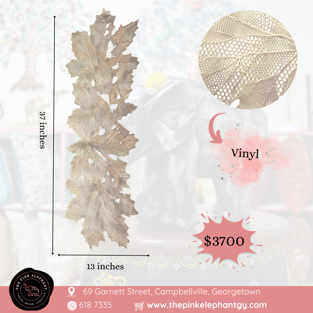 Light Gold Maple Leaf Vinyl Table Runner