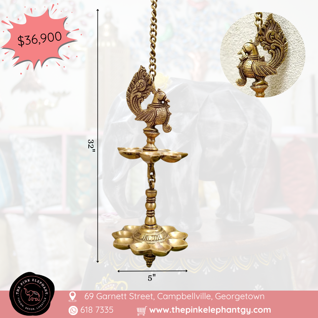 Hanging Brass Peacock Diya