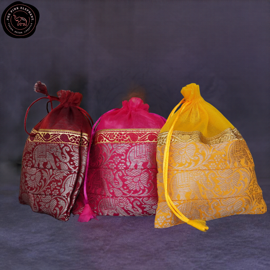 Elephant Silk Organza Gift Bag 6" x 8"