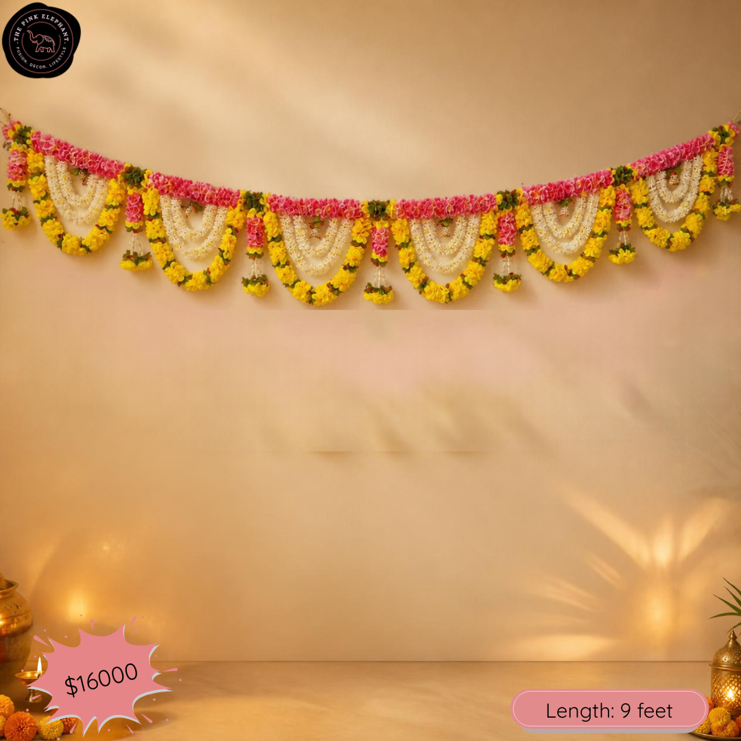 Pink and Yellow Flower Toran
