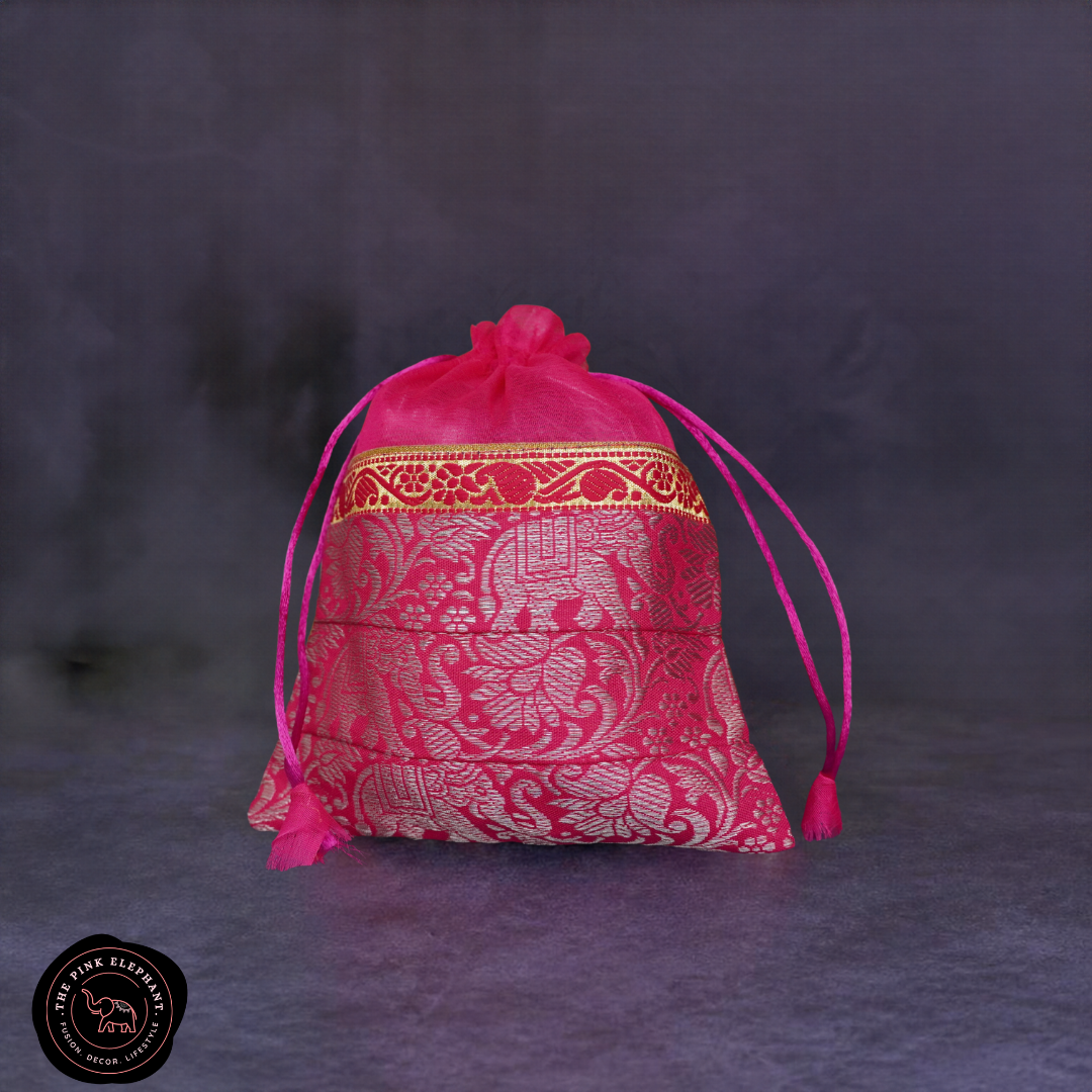Elephant Silk Organza Gift Bag 6" x 8"