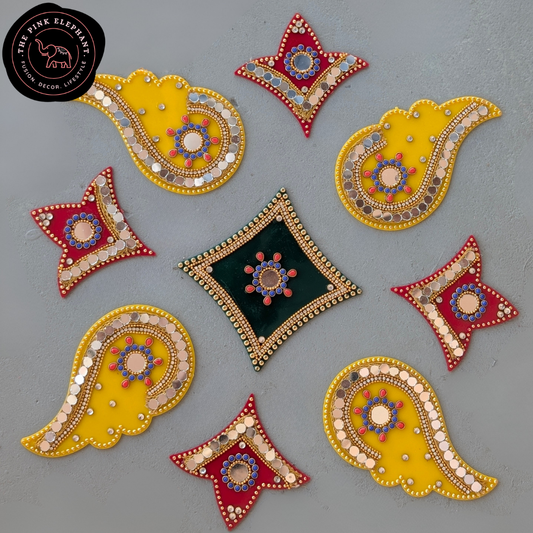 Yellow and Red Lily Acrylic Rangoli 11" AR02