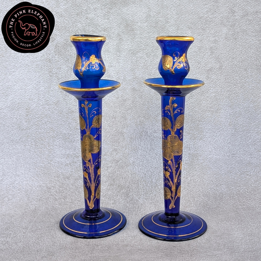 Antique Glass Candle Holders {Pair}