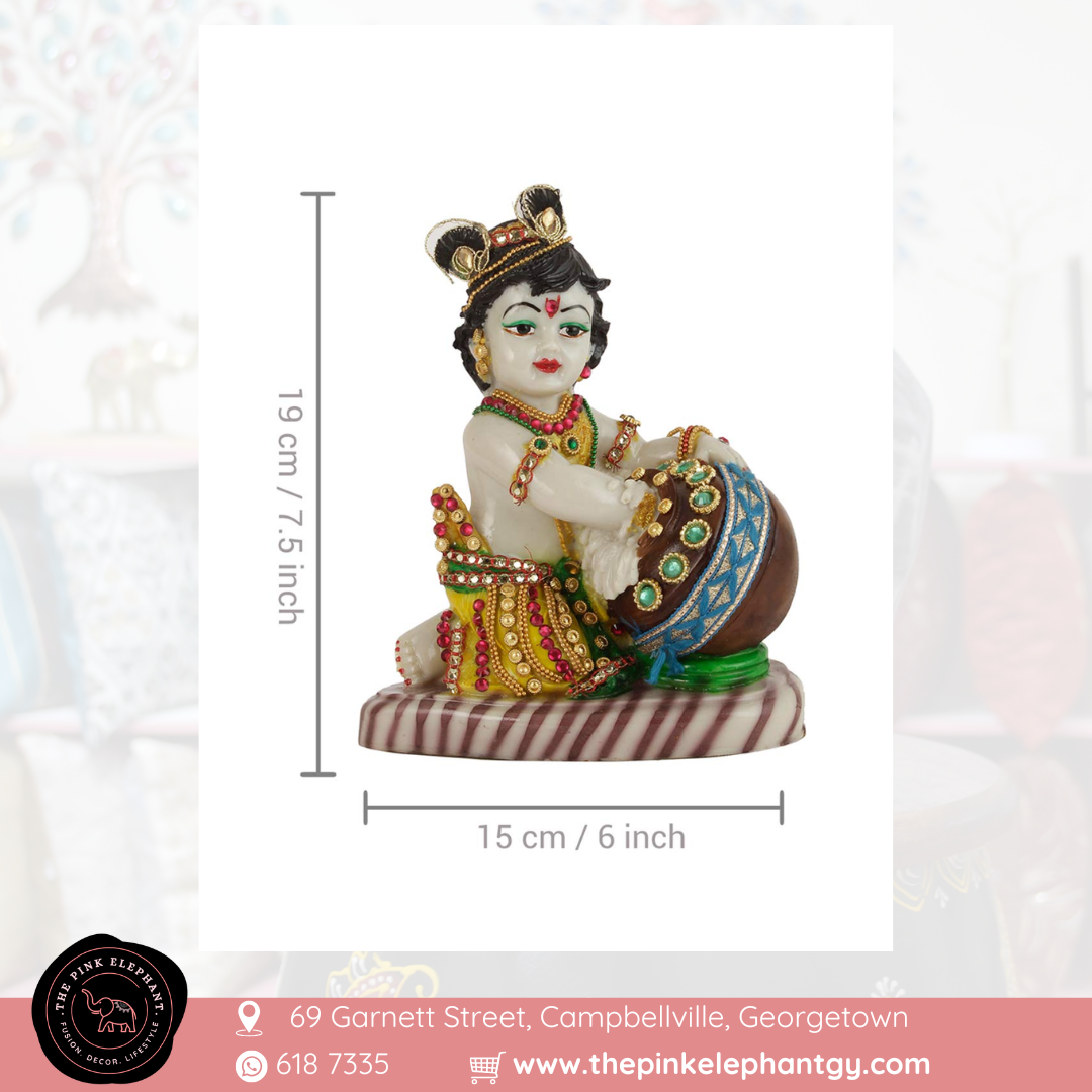 Baby Krishna Makhan Ceramic Statue