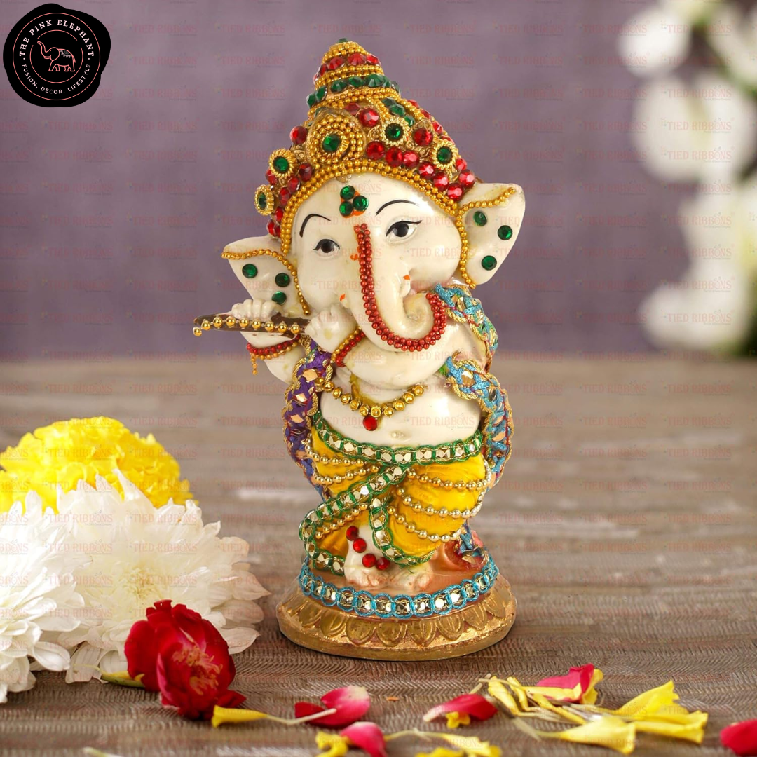 Bejeweled Ganesh Ceramic Statue