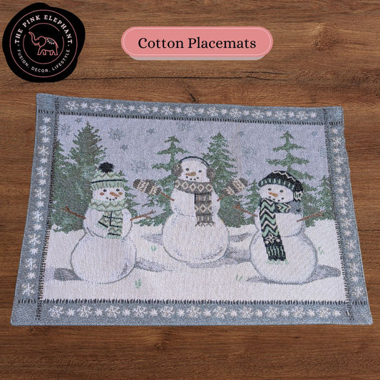Blue Snowmen Christmas Placemat