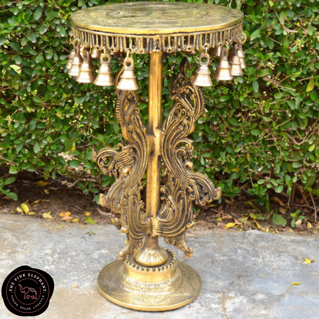 Large Brass Pedestal Stool