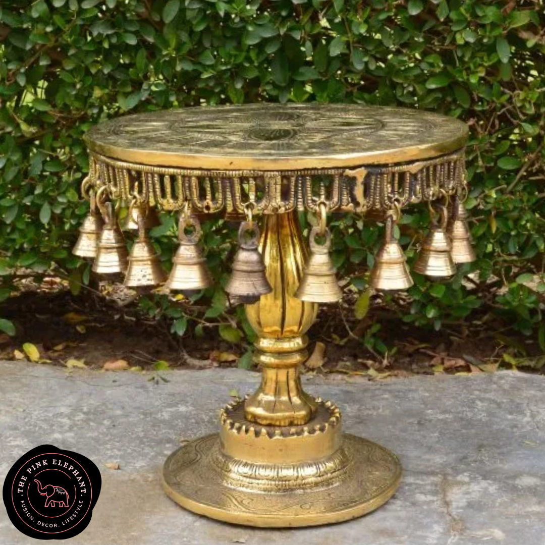 Short Brass Pedestal Stool