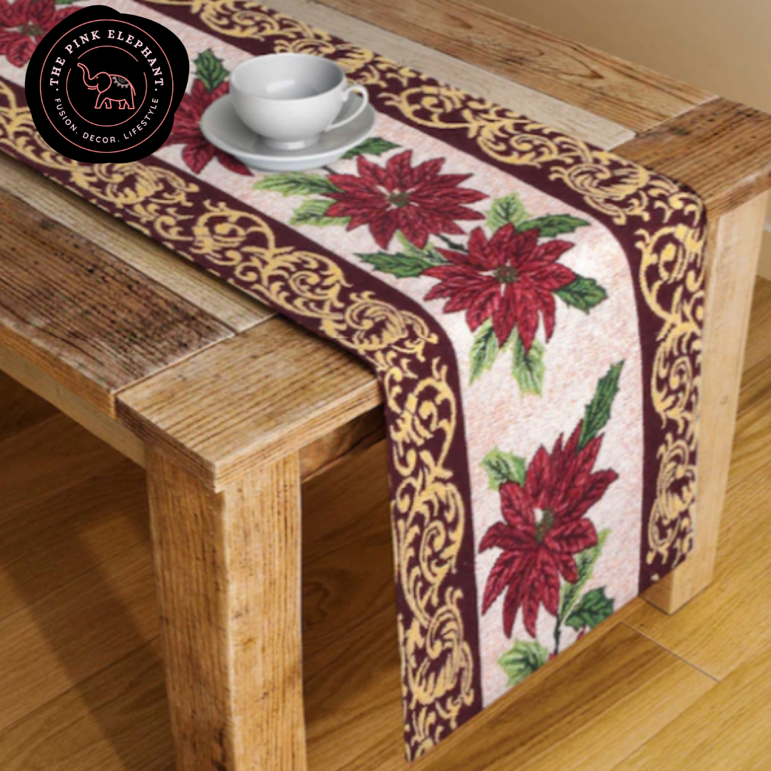 Red Poinsetta Table Runner