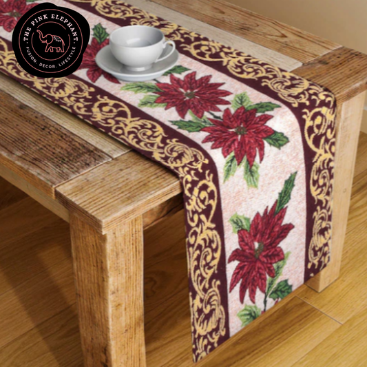 Red Poinsetta Table Runner