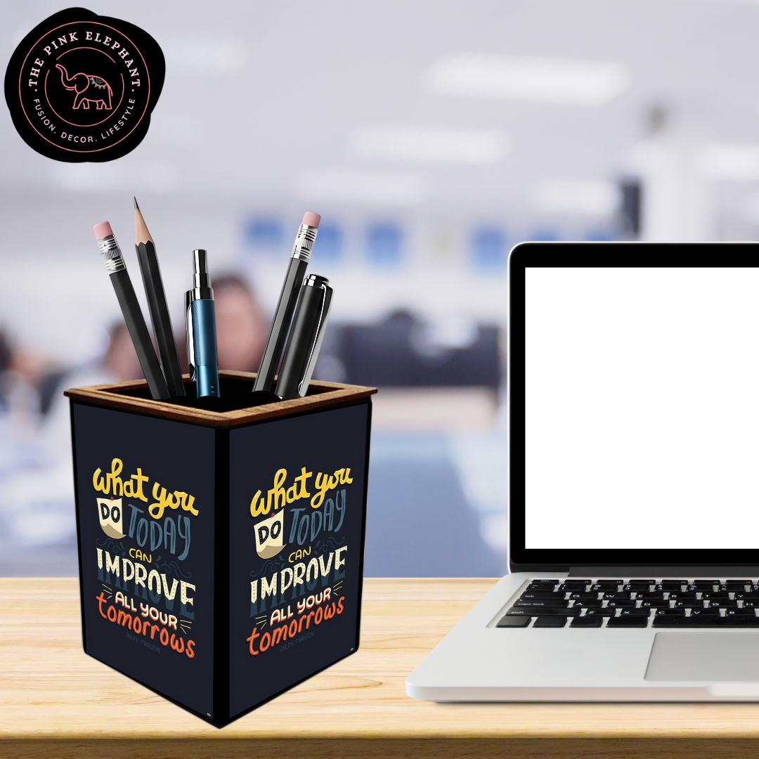 Motivational Pen Holder - Dark Blue