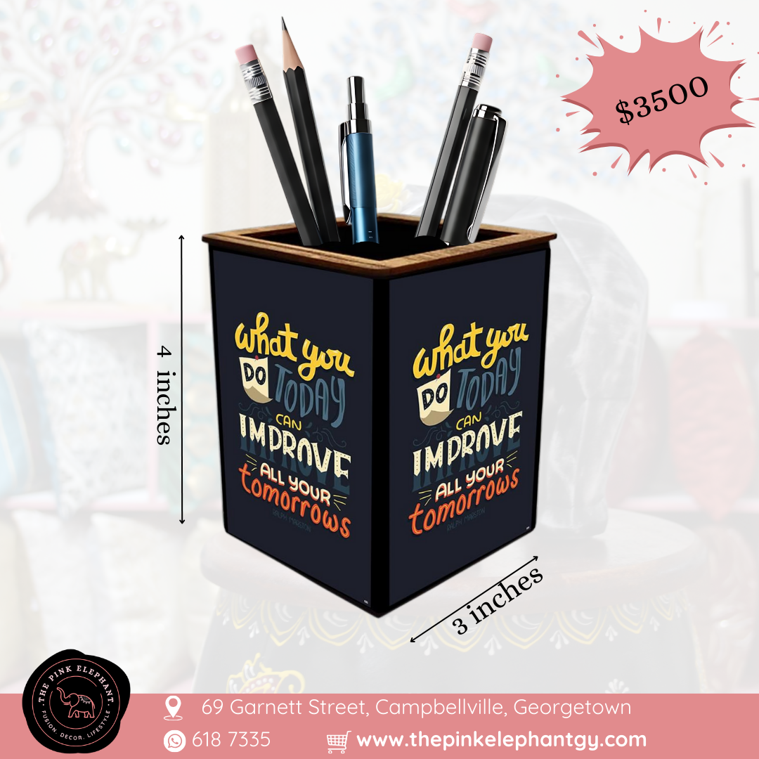 Motivational Pen Holder - Dark Blue