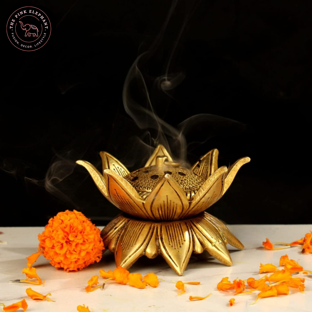 Brass Double Lotus Incense Diffuser