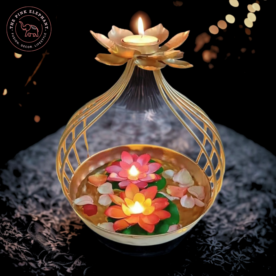 Double Lotus Top Tealight Urli
