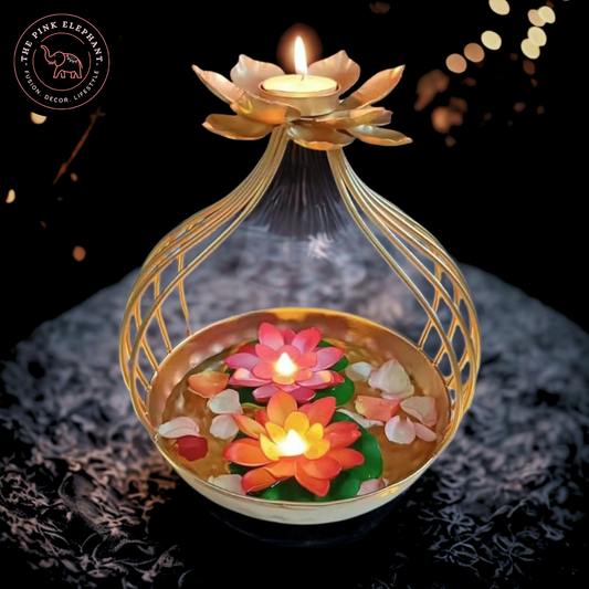 Double Lotus Top Tealight Urli