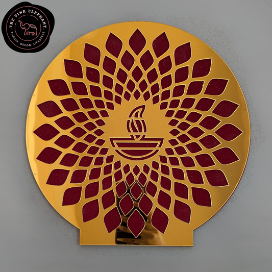 MDF Rangoli Stencil - Gold Diya 12"