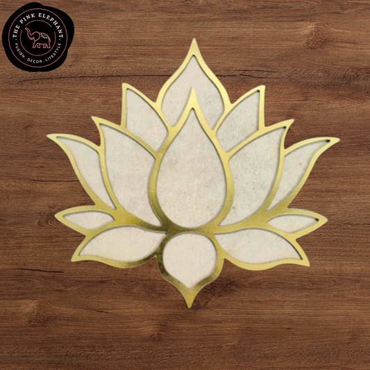 MDF Rangoli Stencil - Gold Lotus 12"