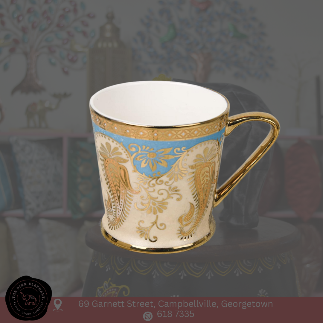 Gold Trim Cup Set - Blue