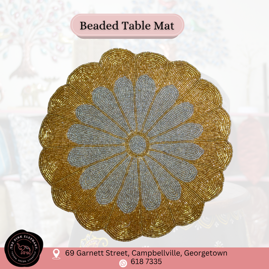 Gold and Silver Beaded Table Mat