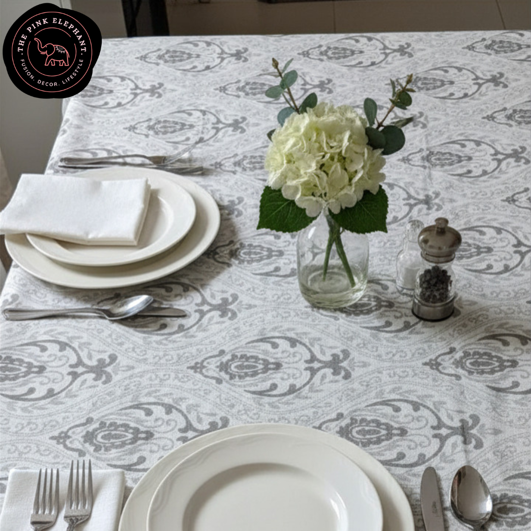 Blue and Grey Table Cloth