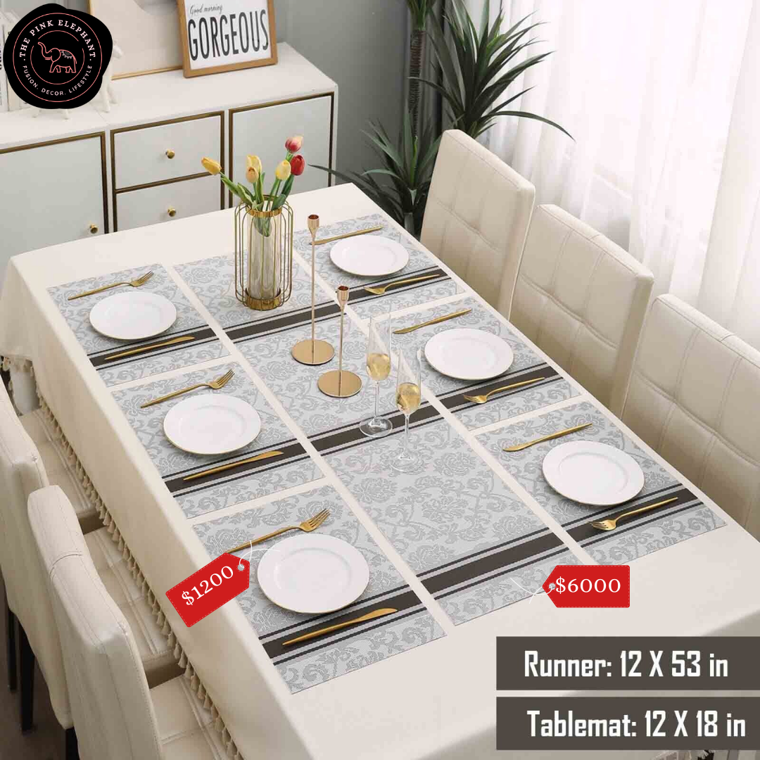 Grey PVC Damask Placemat