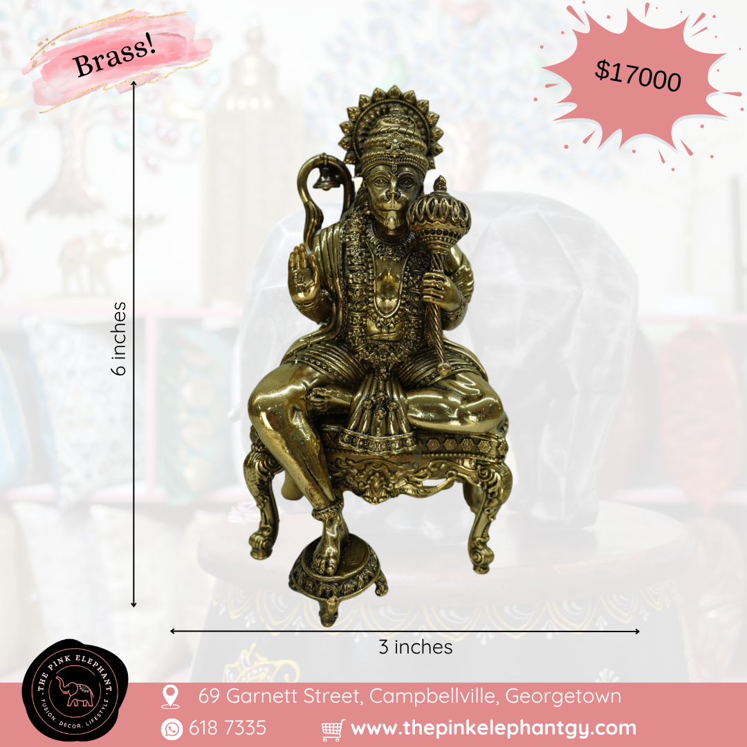 Brass Hanuman Throne Statue Large