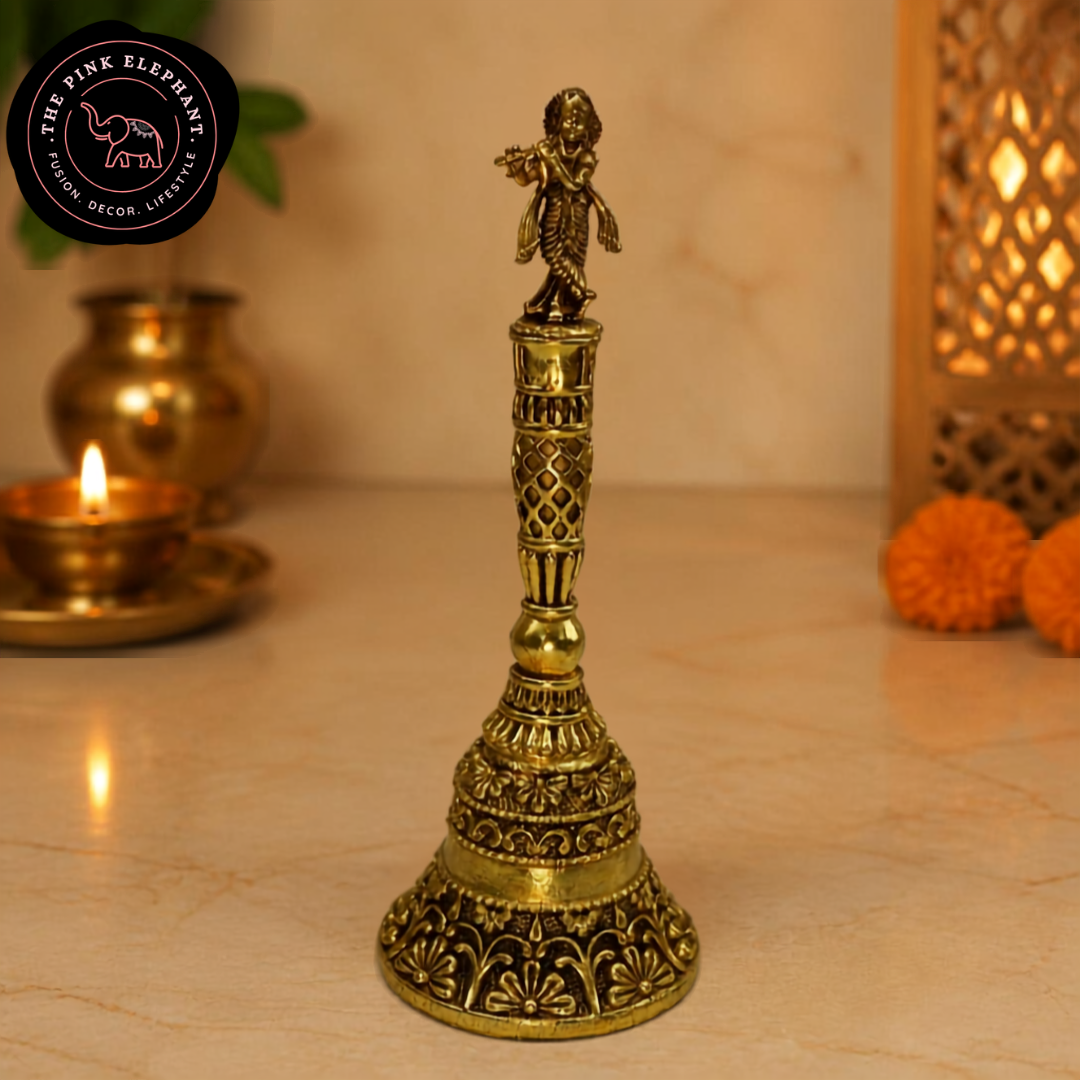 Brass Krishna Hand Bell 5.5"